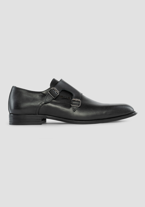"JASON" MONK-STRAP SHOES IN LEATHER WITH DOUBLE BUCKLE - Footwear | Antony Morato Online Shop