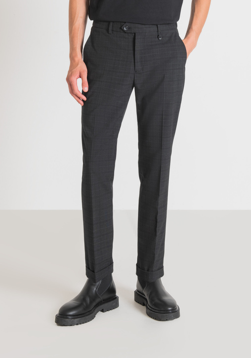 "RAD" SLIM FIT ANKLE-LENGTH TROUSERS WITH CHECK PATTERN - Trousers | Antony Morato Online Shop