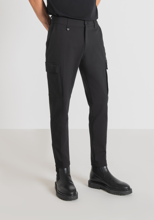 "BJORN" SKINNY FIT TROUSERS IN STRETCH COTTON BLEND WITH ZIP ON THE BOTTOM - Carry Over | Antony Morato Online Shop