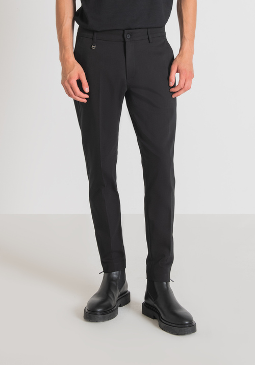"THOM" SKINNY FIT TROUSERS IN STRETCH COTTON BLEND WITH ZIP ON THE BOTTOM - Men's Trousers | Antony Morato Online Shop