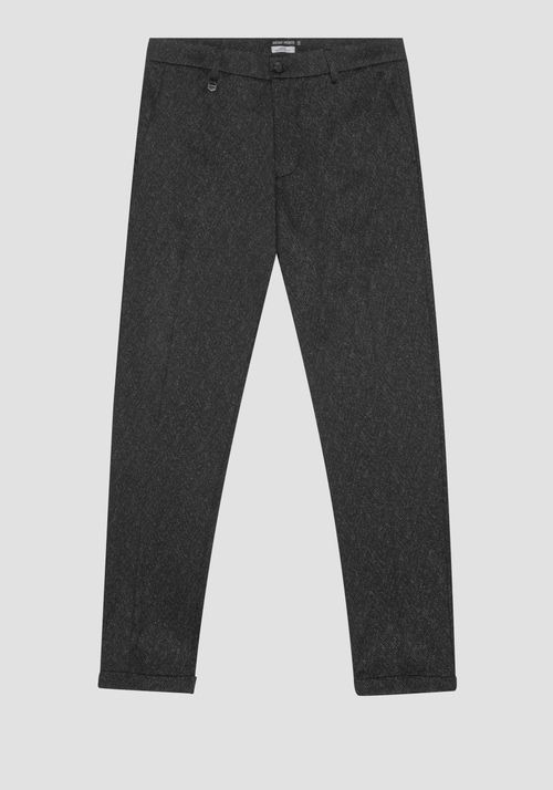 "ASHE" SUPER SKINNY FIT TROUSERS IN STRETCH VISCOSE BLEND FABRIC WITH HERRINGBONE PATTERN - Men's Trousers | Antony Morato Online Shop