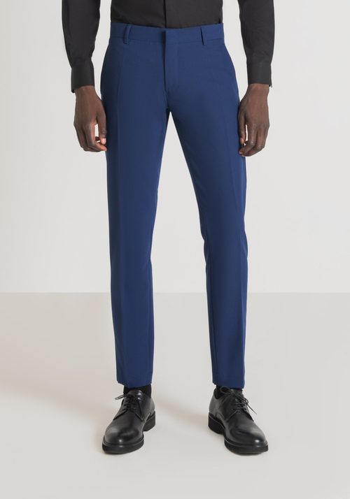 "BONNIE" SLIM FIT TROUSERS IN STRETCH VISCOSE BLEND FABRIC WITH HIDDEN CLOSURE - Men's Trousers | Antony Morato Online Shop