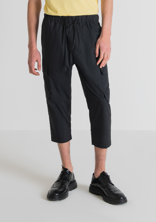 PURE COTTON CARROT-FIT TROUSERS WITH SIDE POCKETS AND DRAWSTRING - Trousers | Antony Morato Online Shop