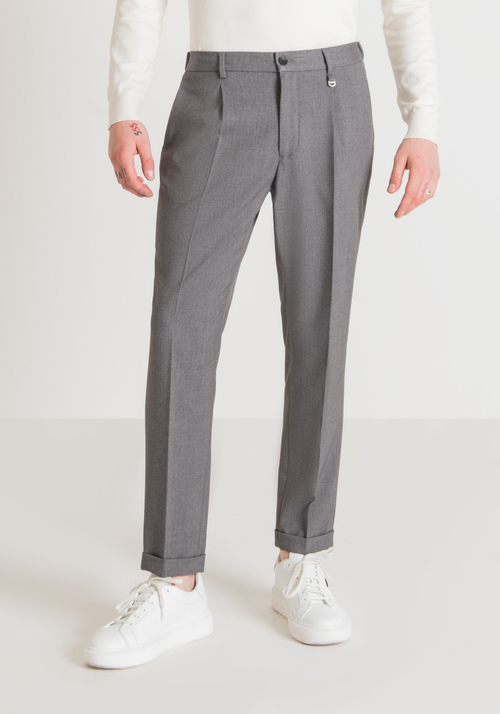 "GUSTAF" CARROT FIT TROUSERS IN STRETCH VISCOSE BLEND FABRIC WITH ELASTIC WAISTBAND - Trousers | Antony Morato Online Shop