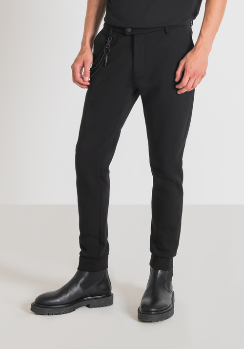 SKINNY FIT SWEATPANTS IN COTTON BLEND WITH BUTTON CLOSURE AND ELASTICATED HEM - Men's Trousers | Antony Morato Online Shop