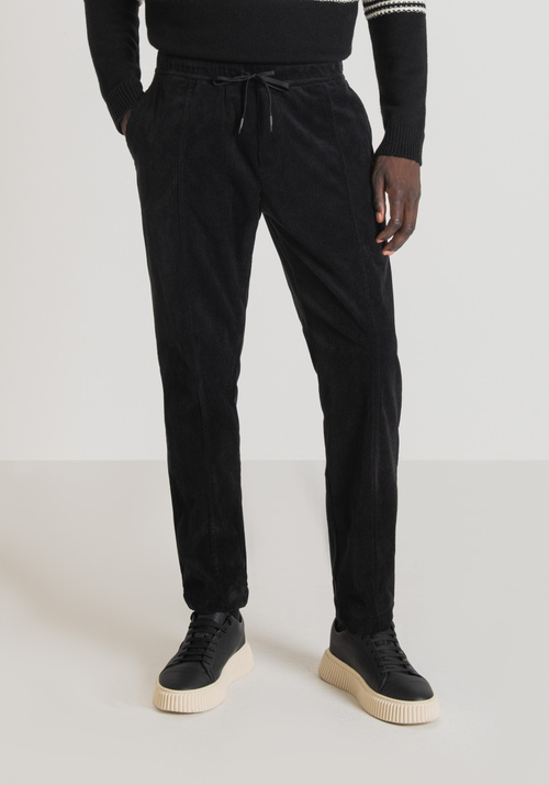 REGULAR FIT TROUSERS IN SOFT VELVET WITH DRAWSTRING - Trousers | Antony Morato Online Shop