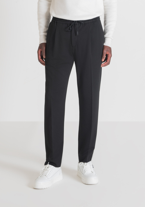 "NEIL" REGULAR FIT TROUSERS IN STRETCH VISCOSE BLEND FABRIC WITH CENTRAL CREASE - Men's Trousers | Antony Morato Online Shop