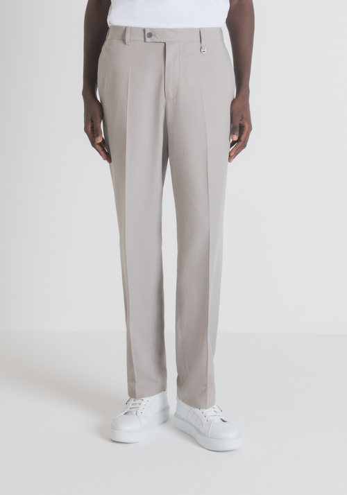 "EVAN" STRAIGHT-FIT REGULAR TROUSERS IN COTTON AND LYOCELL BLEND - Men's Trousers | Antony Morato Online Shop