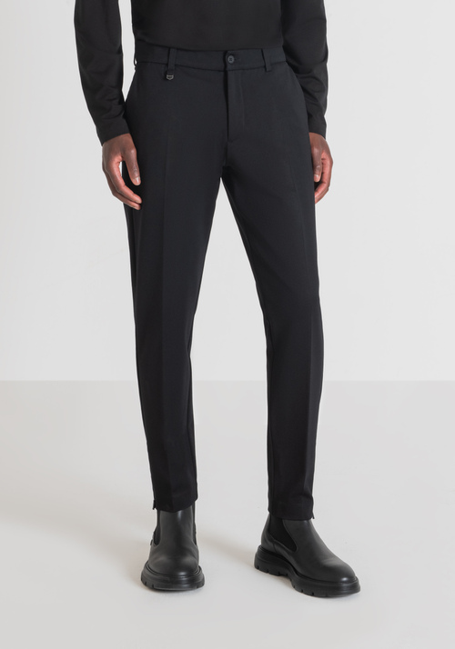"THOM" SKINNY FIT TROUSERS IN STRETCH FABRIC WITH ANKLE ZIP - Clothing | Antony Morato Online Shop