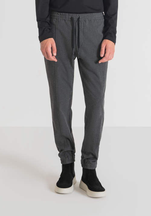 SLIM FIT TROUSERS WITH DRAWSTRING AND TONE-ON-TONE BAND - Men's Trousers | Antony Morato Online Shop