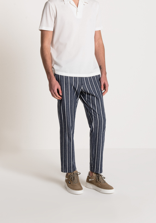 SLIM-FIT “JOE” TROUSERS IN 100% COOL COTTON WITH AN ELASTICATED DRAWSTRING WAIST - Trousers | Antony Morato Online Shop