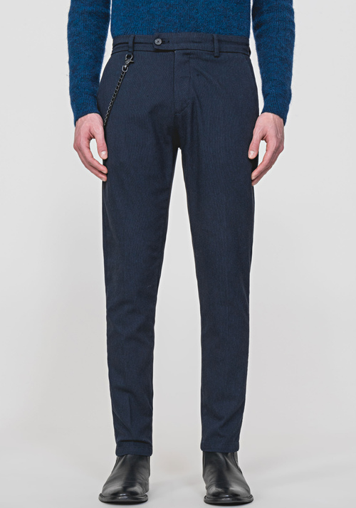 SLIM-FIT “KERR” TROUSERS MADE OF STRETCH COTTON WITH MICRO-PATTERN - Trousers | Antony Morato Online Shop