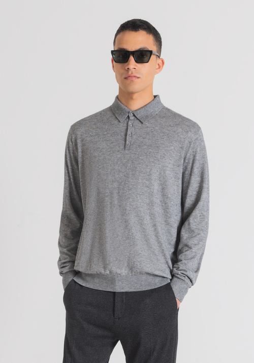 REGULAR-FIT LONG-SLEEVED KNIT POLO SHIRT IN SOFT WOOL AND CASHMERE BLEND YARN - Men's Knitwear | Antony Morato Online Shop
