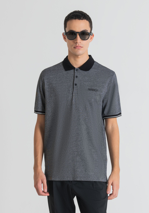 REGULAR-FIT POLO SHIRT IN MICRO-WEAVE PURE COTTON WITH "MORATO" PRINT - Men's T-shirts & Polo | Antony Morato Online Shop