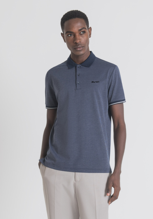 SLIM-FIT POLO SHIRT IN MICRO-WEAVE COTTON WITH PRINT - Men's T-shirts & Polo | Antony Morato Online Shop