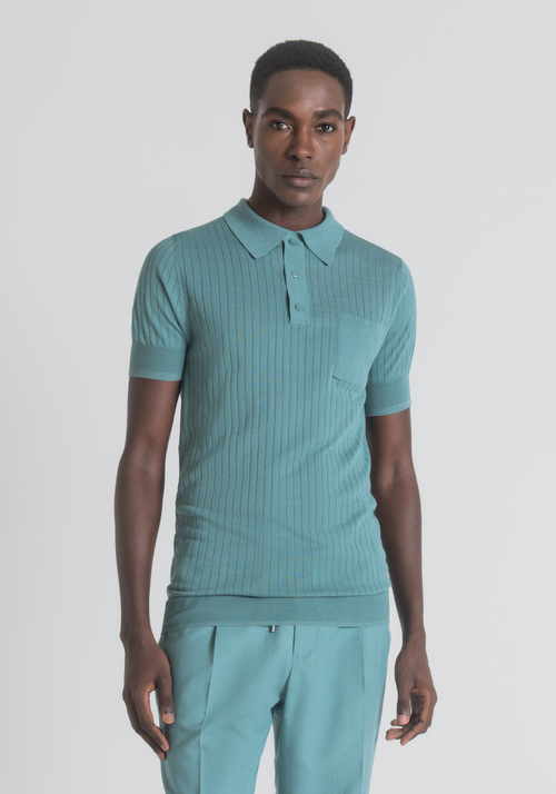 SLIM-FIT POLO SHIRT IN COTTON YARN WITH RIBBING - Men's Clothing | Antony Morato Online Shop