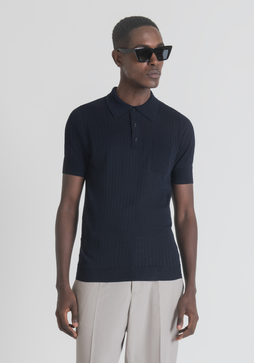 SLIM-FIT POLO SHIRT IN COTTON YARN WITH RIBBING | Antony Morato Online Shop