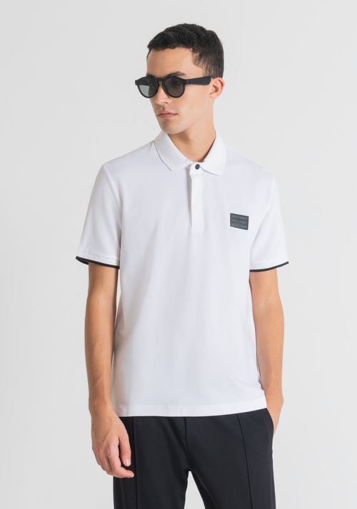 SLIM FIT POLO SHIRT IN STRETCH COTTON PIQUET WITH LOGO PATCH | Antony Morato Online Shop