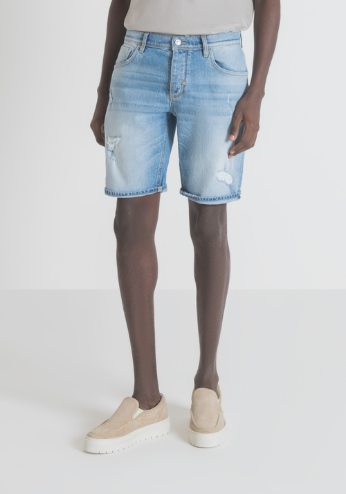 "ARGON" SLIM FIT SHORTS IN COMFORT DENIM WITH MEDIUM WASH - Men's Shorts | Antony Morato Online Shop