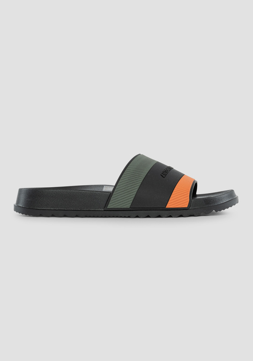"BEITH" SLIPPERS WITH LOGOED BAND AND CONTRASTING STRIPES - Footwear | Antony Morato Online Shop