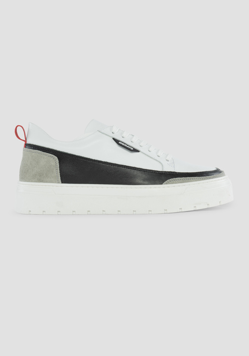 "FLINT" LOW-TOP SNEAKERS IN NAPPA LEATHER WITH SUEDE DETAILS - Men's Shoes | Antony Morato Online Shop