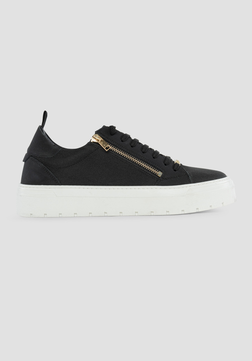 "GOLD ZIPPER" LOW-TOP SNEAKERS IN FABRIC AND RECYCLED NUBUCK - Footwear | Antony Morato Online Shop