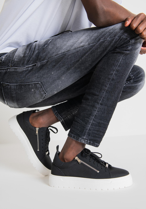 SNEAKERS BASSES « ZIPPER » EN TISSU ET NUBUCK RECYCLÉ - Chaussures | Antony Morato Online Shop