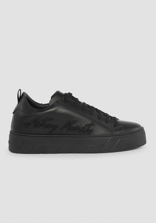 "FLARE" LOW-TOP SNEAKERS IN 100% LEATHER WITH SIDE LOGO - Men's Shoes | Antony Morato Online Shop