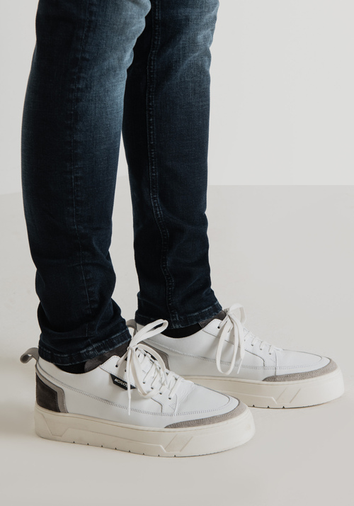 "FLINT" LOW-TOP SNEAKERS IN LEATHER WITH SUEDE DETAILS - Footwear | Antony Morato Online Shop