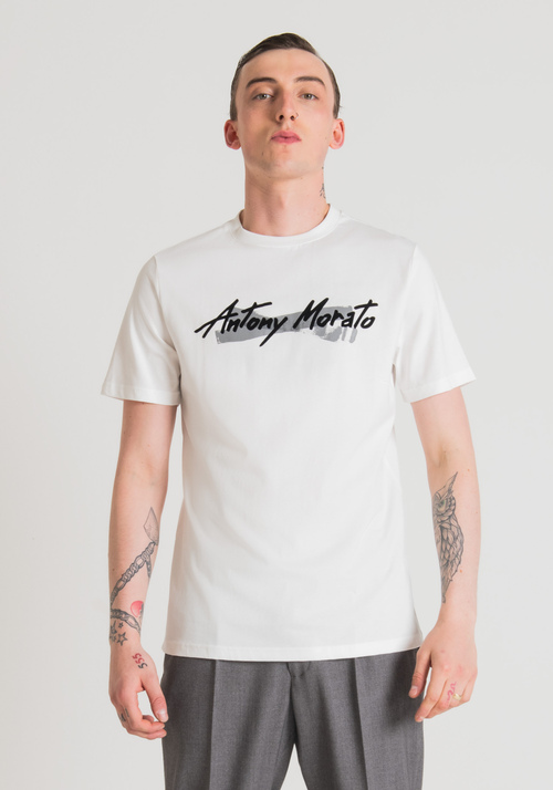 REGULAR FIT T-SHIRT IN PURE COTTON WITH RUBBERISED LOGO PRINT - Men's Clothing | Antony Morato Online Shop