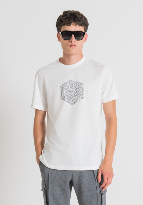 T-SHIRT REGULAR FIT AUS BAUMWOLLE MIT REFLEKTIERENDEM LOGO-PRINT - T-Shirts & Poloshirts | Antony Morato Online Shop