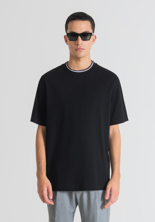 T-SHIRT REGULAR FIT EN PIQUÉ DE COTON MERCERISÉ AVEC COL MONTANT - T-shirts et polos | Antony Morato Online Shop