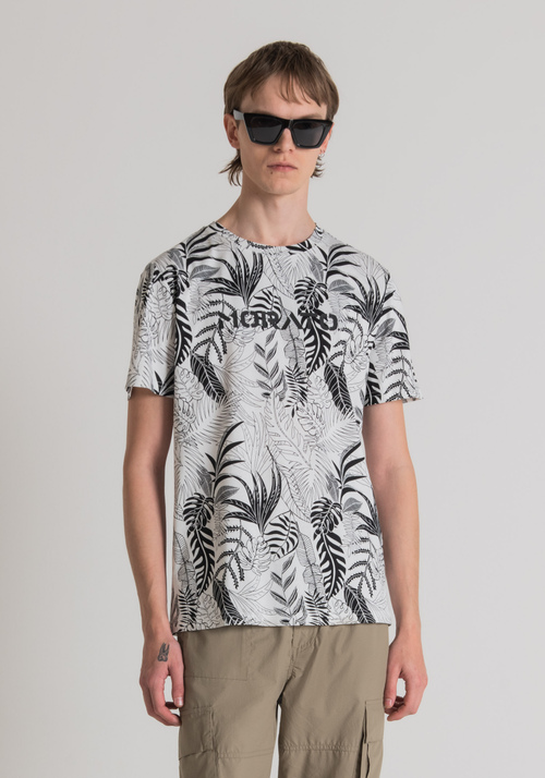 REGULAR-FIT T-SHIRT IN PURE COTTON WITH LOGO AND ALL-OVER JUNGLE PRINT - Men's T-shirts & Polo | Antony Morato Online Shop