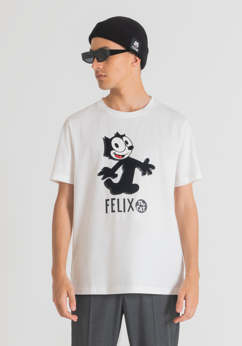 REGULAR-FIT T-SHIRT IN PURE COTTON WITH FRONT FELIX THE CAT PRINT | Antony Morato Online Shop