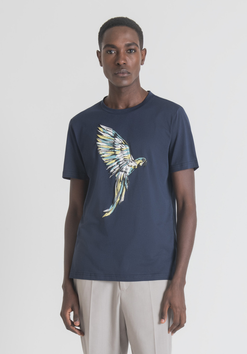 REGULAR-FIT T-SHIRT IN PURE COTTON WITH PARROT PRINT | Antony Morato Online Shop