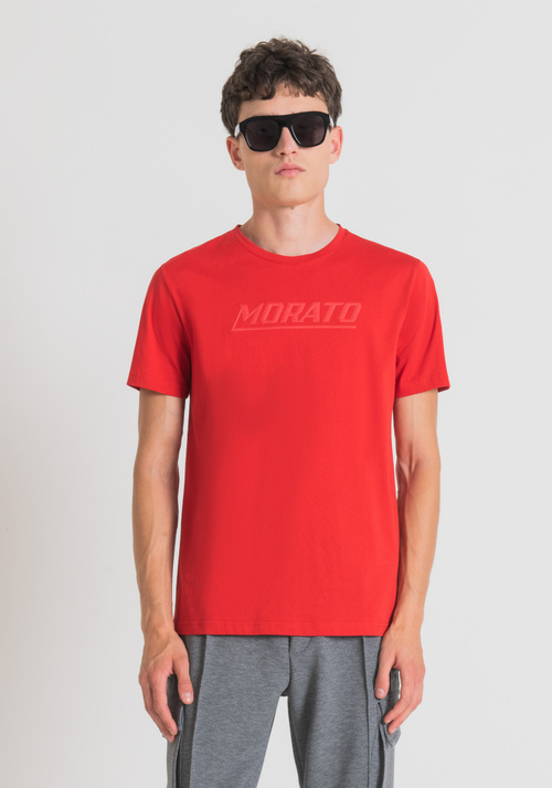 SLIM-FIT T-SHIRT IN PURE COTTON WITH "MORATO" PRINT - Men's T-shirts & Polo | Antony Morato Online Shop