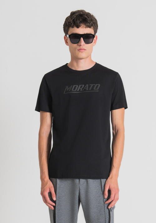 SLIM-FIT T-SHIRT IN PURE COTTON WITH "MORATO" PRINT - Men's T-shirts & Polo | Antony Morato Online Shop