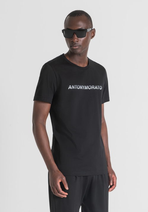 SLIM-FIT T-SHIRT IN 100% COTTON WITH EMBOSSED LOGO PRINT - Carry Over | Antony Morato Online Shop