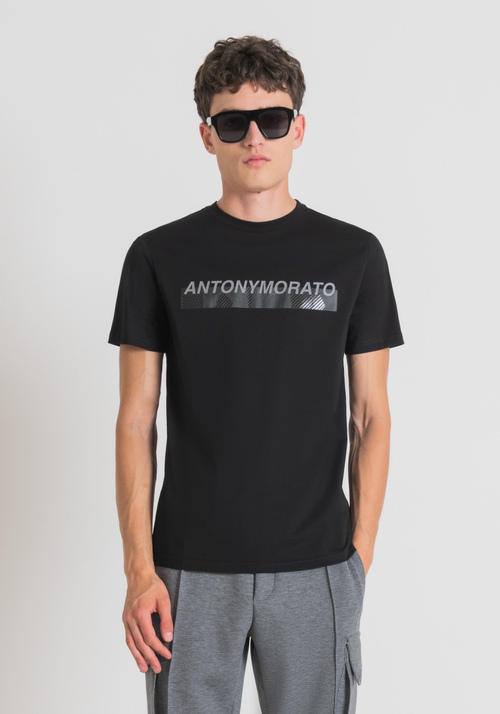 SLIM FIT T-SHIRT IN 100% COTTON WITH RUBBERISED LOGO PRINT - Men's T-shirts & Polo | Antony Morato Online Shop