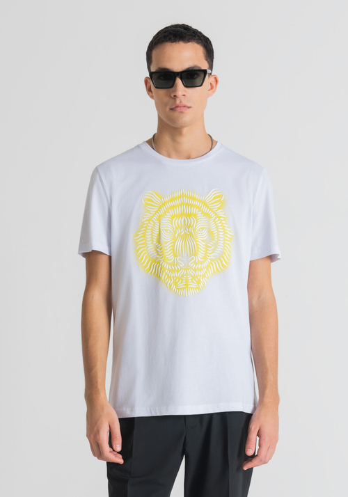 SLIM FIT T-SHIRT IN COTTON WITH TIGER PRINT - Clothing | Antony Morato Online Shop