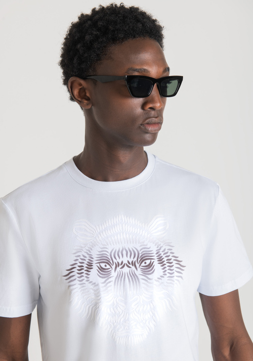 SLIM FIT T-SHIRT IN COTTON WITH SHADED TIGER PRINT - Men's T-shirts & Polo | Antony Morato Online Shop