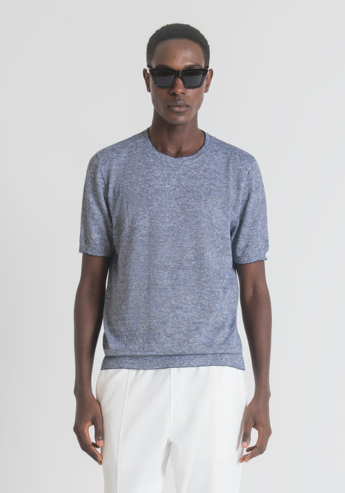 SLIM-FIT T-SHIRT IN SLUBBED LINEN BLEND - Men's Knitwear | Antony Morato Online Shop