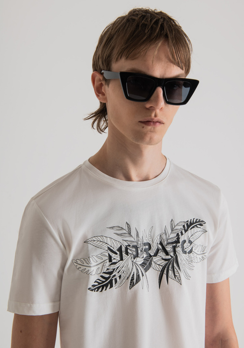 T-SHIRT SLIM FIT EN COTON DOUX AVEC LOGO ET IMPRIMÉ FLORAL - T-shirts et polos | Antony Morato Online Shop