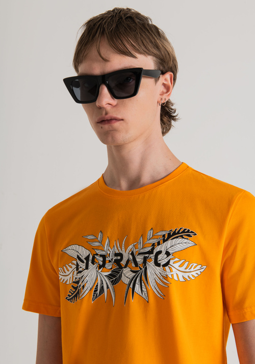 T-SHIRT SLIM FIT EN COTON DOUX AVEC LOGO ET IMPRIMÉ FLORAL - T-shirts et polos | Antony Morato Online Shop