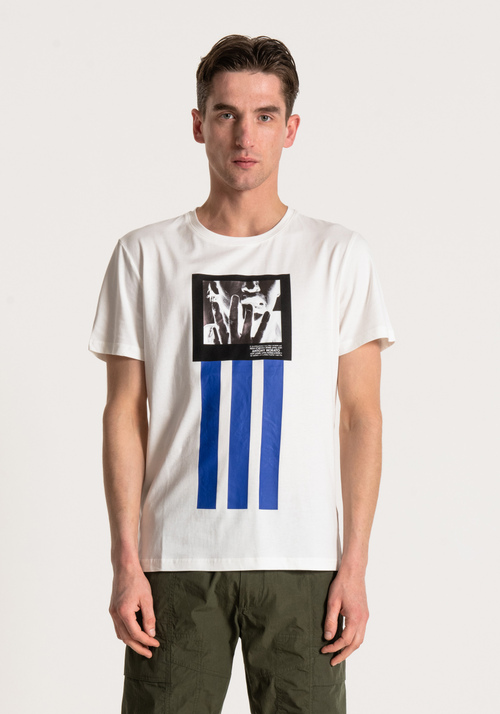 T-SHIRT SLIM EN COTON DOUX AVEC IMPRIMÉ PHOTOGRAPHIQUE - T-shirts et polos | Antony Morato Online Shop
