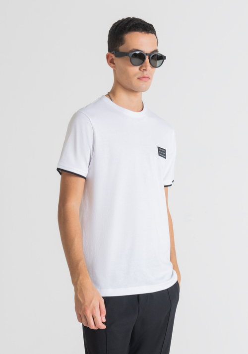 SLIM FIT T-SHIRT IN PURE COTTON WITH LOGO PATCH - T-shirts and Polo | Antony Morato Online Shop