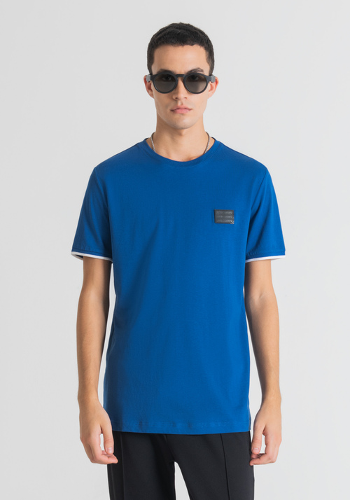 SLIM FIT T-SHIRT IN PURE COTTON WITH LOGO PATCH | Antony Morato Online Shop
