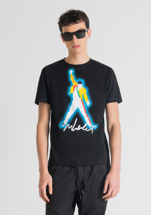 SLIM-FIT T-SHIRT IN PURE COTTON WITH FREDDIE MERCURY PRINT BY MARCO LODOLA - T-shirts and Polo | Antony Morato Online Shop