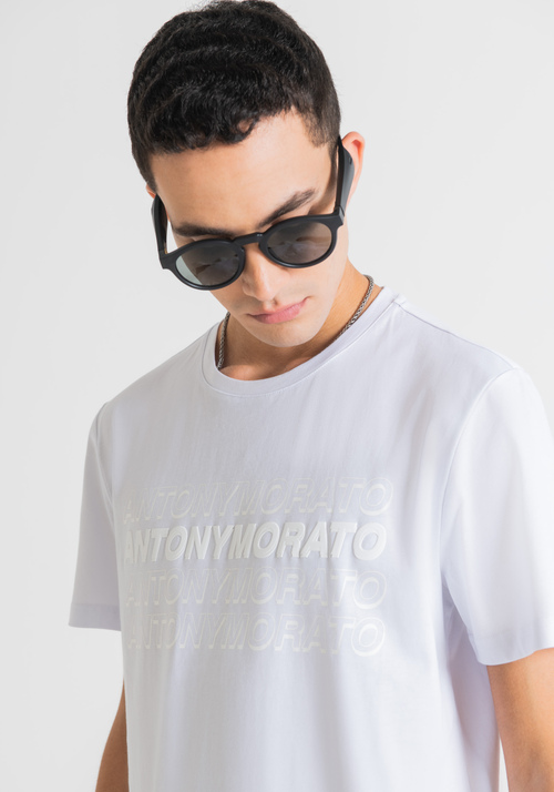 T-SHIRT SLIM FIT EN PUR COTON AVEC IMPRIMÉ LOGO - T-shirts et polos | Antony Morato Online Shop