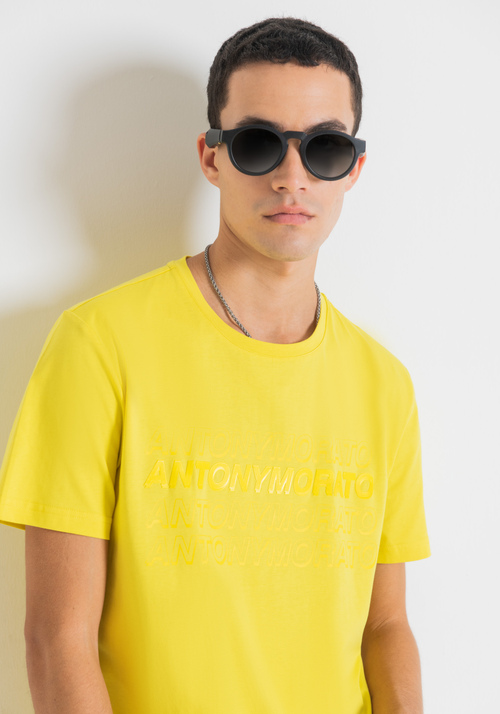 T-SHIRT SLIM FIT EN PUR COTON AVEC IMPRIMÉ LOGO - T-shirts et polos | Antony Morato Online Shop